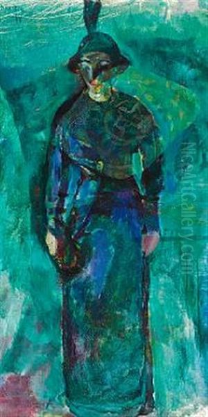 Standing Woman Oil Painting by Ludvig Peter Karsten