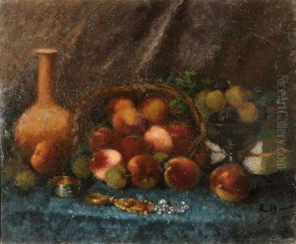 Nature Morte Aux Peches Oil Painting by Eugene Baudin