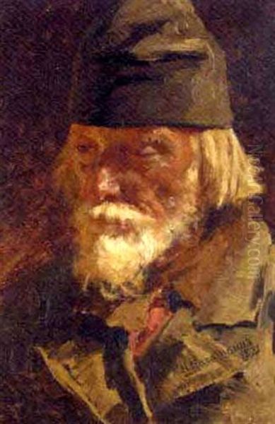 Portrait Of An Old Peasant Oil Painting by Nikolai Alexeievich Kasatkin