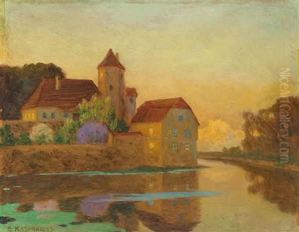 Sonnenuntergang Am Fluss Oil Painting by Eduard Kasparides