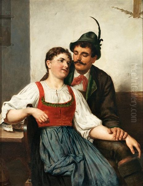 Junges Paar In Tracht Oil Painting by Eduard Kasparides