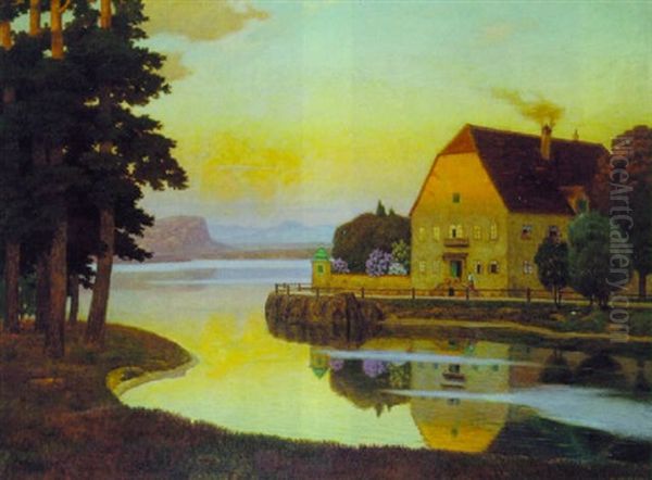 Die Letzten Sonnenstrahlen Oil Painting by Eduard Kasparides