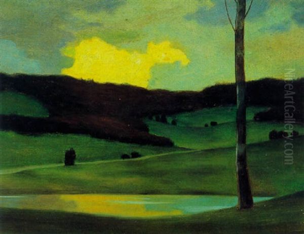 Stille Landschaft Mit Goldener Wolke Oil Painting by Eduard Kasparides