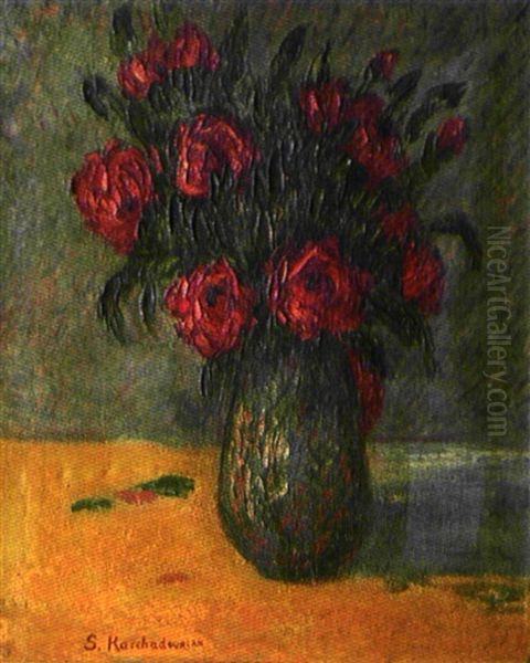 Vase De Fleurs Oil Painting by Sarkis Katchadourian