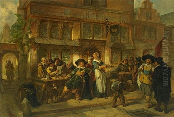 Vor Dem Wirtshaus Oil Painting by Herman Frederik Carel ten Kate