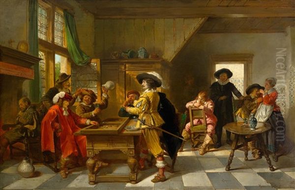 Interior With Merry Company In Historic Costume Oil Painting by Herman Frederik Carel ten Kate