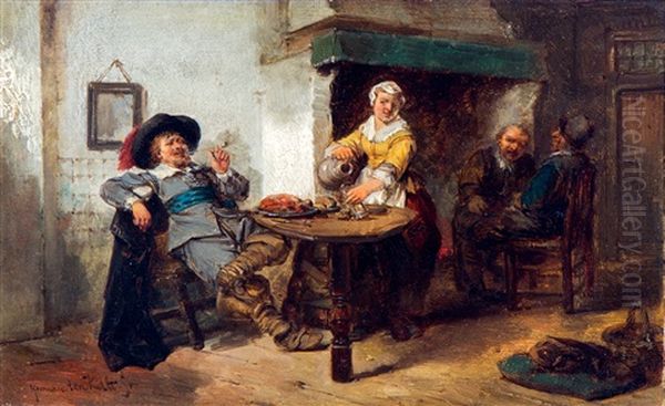 Figures At The Inn Oil Painting by Herman Frederik Carel ten Kate