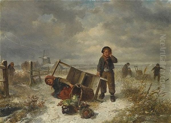 Der Umgesturzte Schlitten Oil Painting by Herman Frederik Carel ten Kate