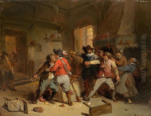 A Brawl In A Tavern Oil Painting by Herman Frederik Carel ten Kate