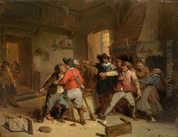 A Brawl At A Tavern by Herman Frederik Carel ten Kate