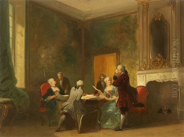 A Rococo Style Interior Oil Painting by Herman Frederik Carel ten Kate