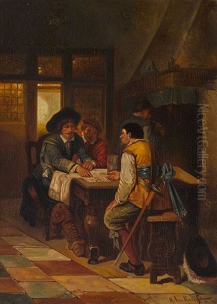 Kartenspieler In Der Kaminstube Oil Painting by Herman Frederik Carel ten Kate