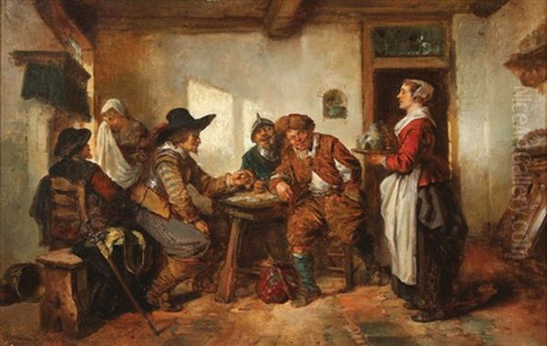 A Festive Interior Tavern Scene Oil Painting by Herman Frederik Carel ten Kate