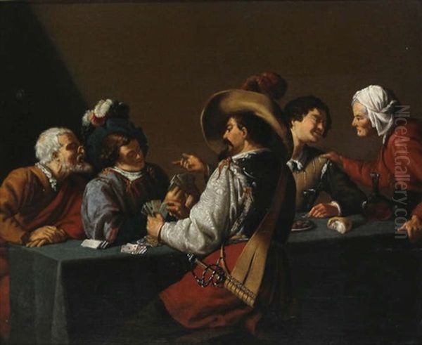 Les Joueurs De Cartes Oil Painting by Herman Frederik Carel ten Kate