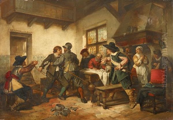 Tavern Brawl Oil Painting by Herman Frederik Carel ten Kate