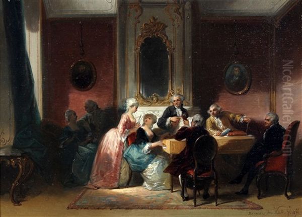 Een Vrolijk Gezelschap In De Salon Oil Painting by Herman Frederik Carel ten Kate