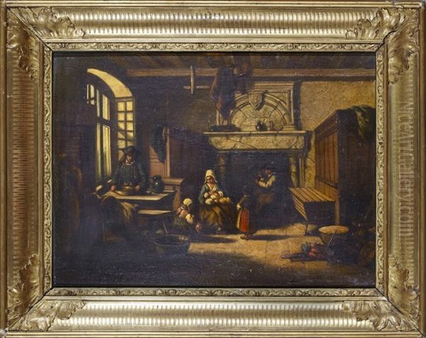 Familjeinterior Oil Painting by Herman Frederik Carel ten Kate