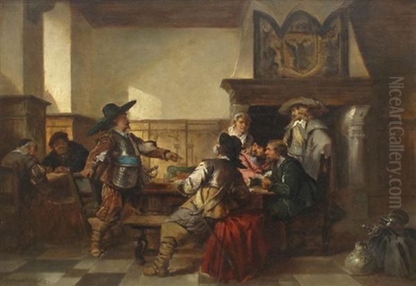 A Quarrel At A Card Game Oil Painting by Herman Frederik Carel ten Kate