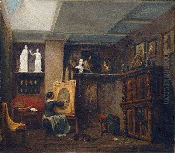 Artist In The Atelier Oil Painting by Herman Frederik Carel ten Kate