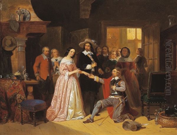 Die Brautwerbung Oil Painting by Herman Frederik Carel ten Kate