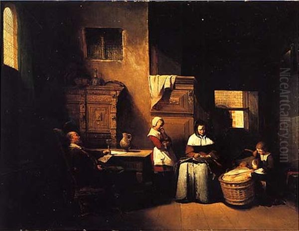 Reunion De Famille Dans Un Interieur Hollandais Oil Painting by Herman Frederik Carel ten Kate