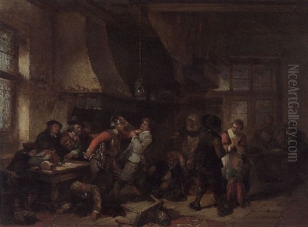 A Fight In A Tavern Oil Painting by Herman Frederik Carel ten Kate