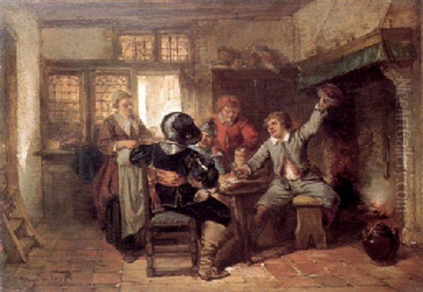 Figures In A Tavern Interior Oil Painting by Herman Frederik Carel ten Kate