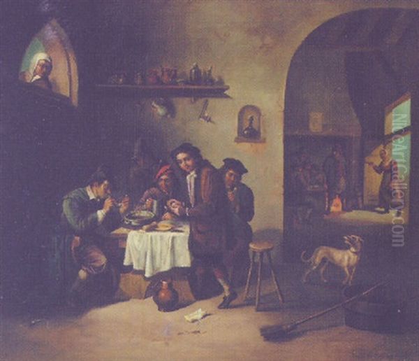 Tavern Scene Oil Painting by Herman Frederik Carel ten Kate