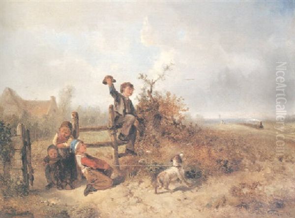 Landscape With Children Oil Painting by Herman Frederik Carel ten Kate