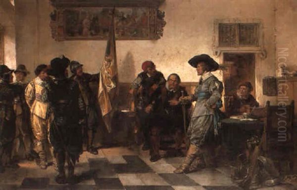 Cavaliers In An Interior Oil Painting by Herman Frederik Carel ten Kate