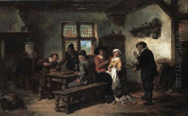 A Game Of Draughts Oil Painting by Herman Frederik Carel ten Kate