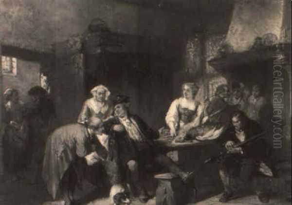 Figures At The Inn Oil Painting by Herman Frederik Carel ten Kate