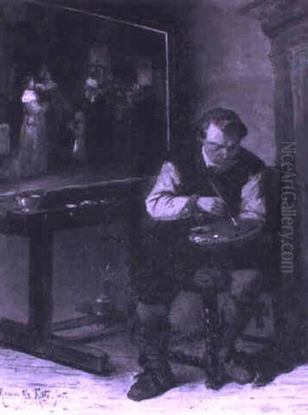 Artist At Work In His Studio Oil Painting by Herman Frederik Carel ten Kate