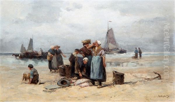 Visafslag Op Het Strand by Johannes Marius ten Kate