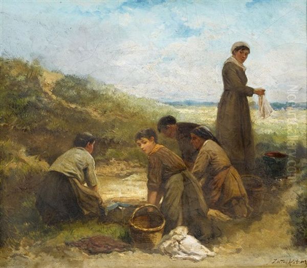 Wascherinnen Oil Painting by Johannes Marius ten Kate