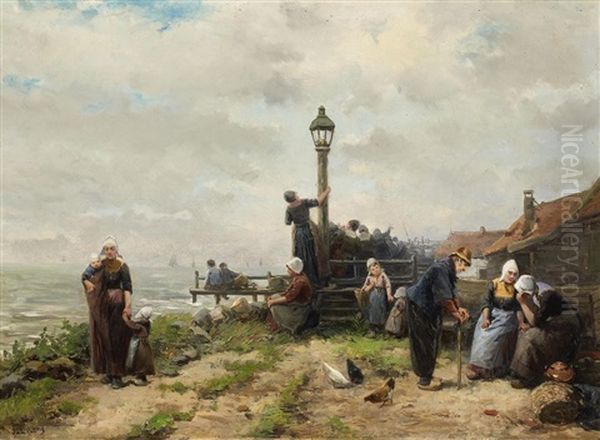 Die Ausfahrt Der Fischer Oil Painting by Johannes Marius ten Kate