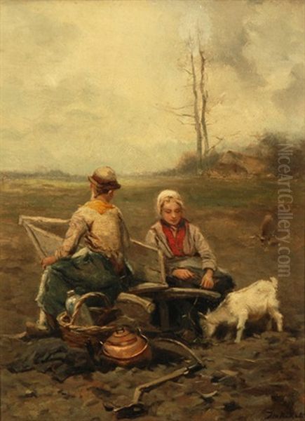 Hirtenszene Oil Painting by Johannes Marius ten Kate