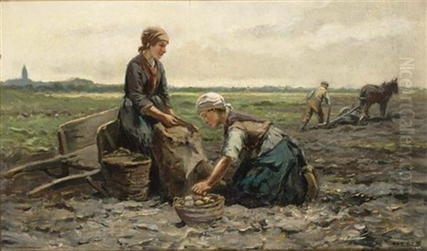 The Potato Harvest Oil Painting by Johannes Marius ten Kate