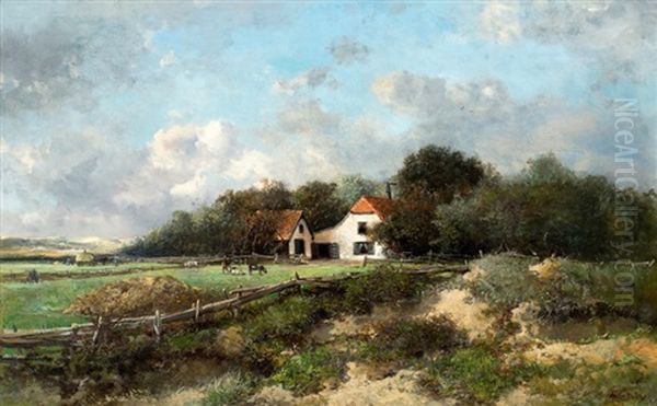 Boerderij In Landschap Achter De Duinen Oil Painting by Mari ten Kate