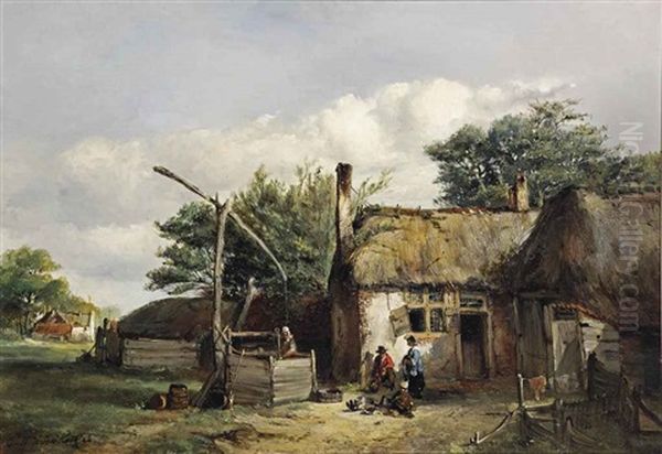 Peasants In A Farmyard Oil Painting by Mari ten Kate