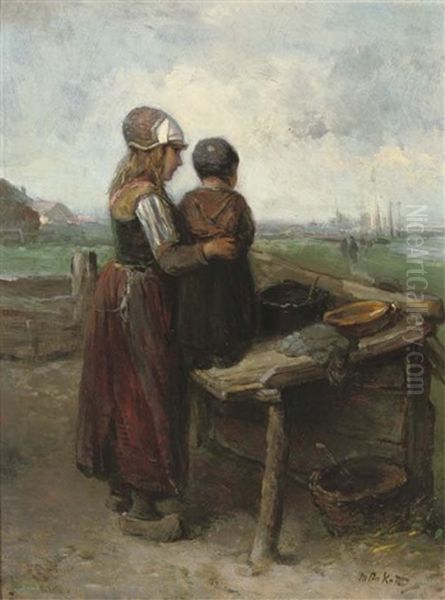 Eagerly Anticipating The Return, Marken Oil Painting by Mari ten Kate