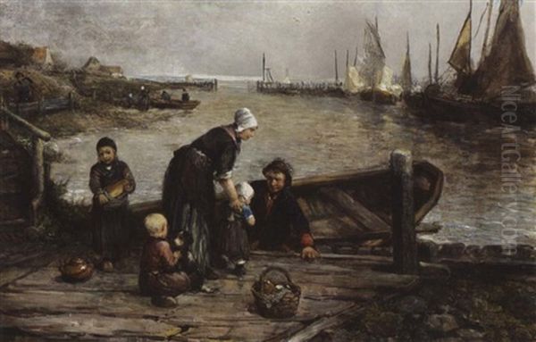 A Fisherman's Family, Marken Oil Painting by Mari ten Kate