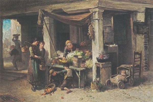 The Vegetable Stall Oil Painting by Mari ten Kate