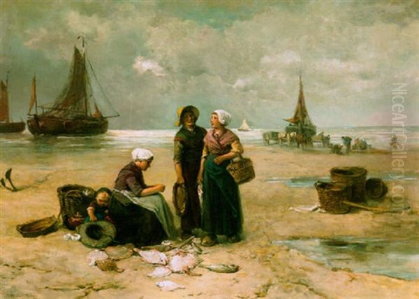 Sorting The Catch Oil Painting by Mari ten Kate