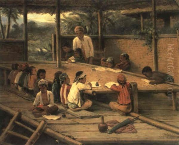 Native School At Sinagar Oil Painting by Mari ten Kate