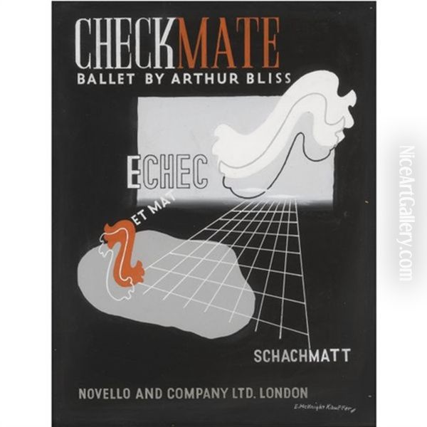 Original Cover Design For The Music Of Checkmate Oil Painting by Edward Mcknight Kauffer