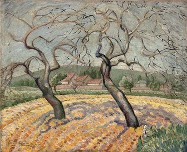 Trees In Normandy Oil Painting by Edward Mcknight Kauffer