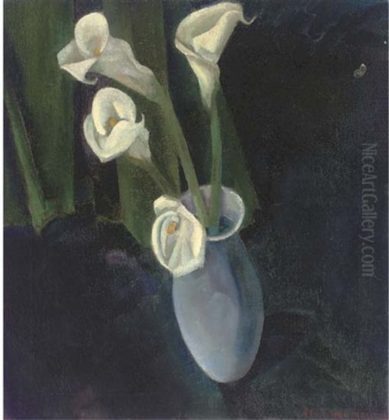 Still Life With Lillies Oil Painting by Edward Mcknight Kauffer