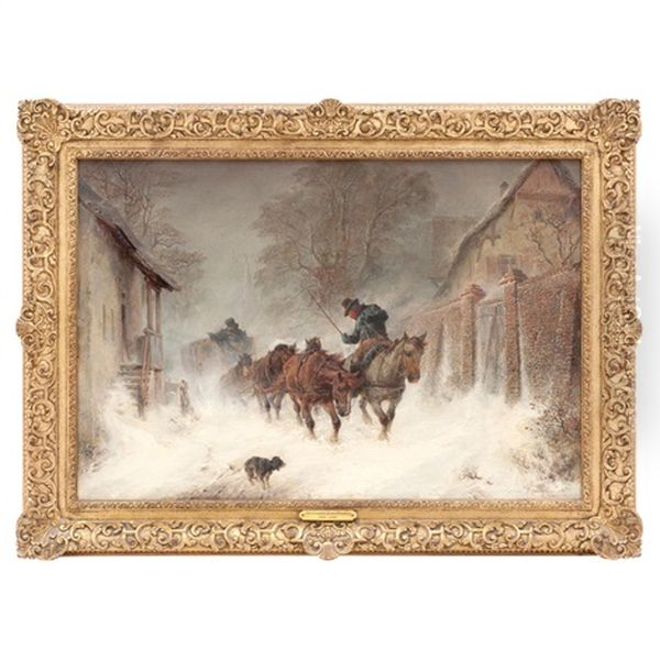 Carruaje En La Tormeta De Nieve Oil Painting by Hermann Kauffmann the Elder