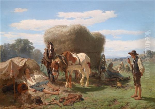 Rast Bei Der Ernte Oil Painting by Hermann Kauffmann the Elder